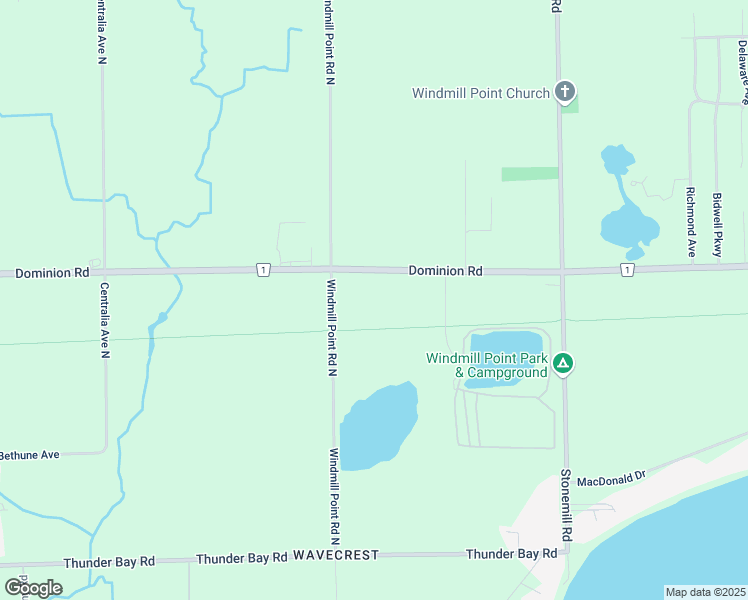 map of restaurants, bars, coffee shops, grocery stores, and more near 2491 Dominion Road in Fort Erie