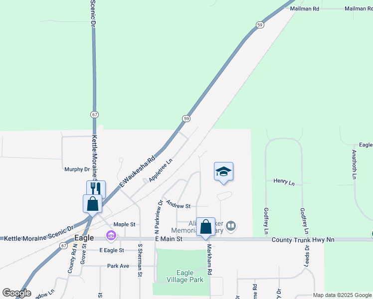 map of restaurants, bars, coffee shops, grocery stores, and more near 333 Appletree Lane in Eagle