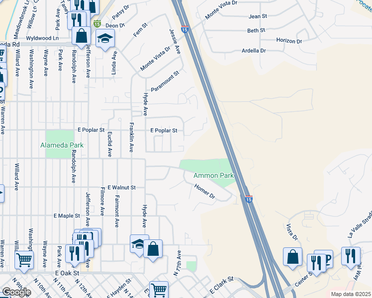 map of restaurants, bars, coffee shops, grocery stores, and more near 1460 Lakeview Drive in Pocatello