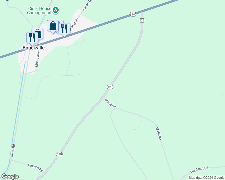 map of restaurants, bars, coffee shops, grocery stores, and more near 3534 New York 12B in Bouckville