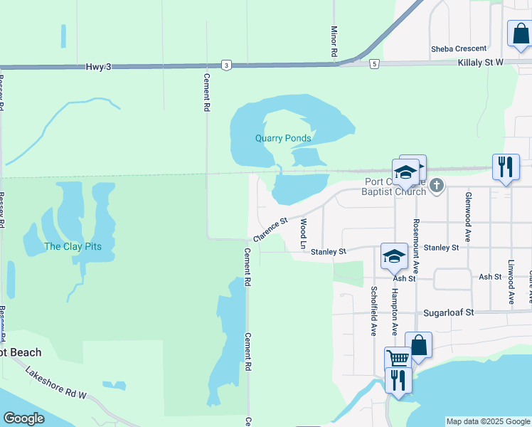 map of restaurants, bars, coffee shops, grocery stores, and more near 7 Renfield Street in Port Colborne