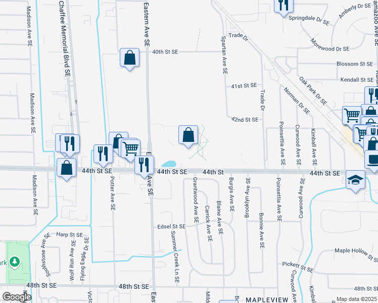 map of restaurants, bars, coffee shops, grocery stores, and more near 901 44th Street Southeast in Grand Rapids