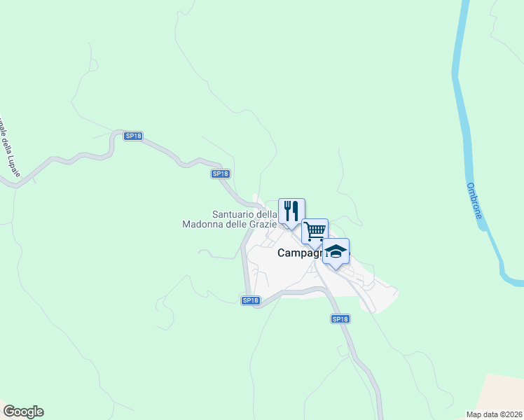 map of restaurants, bars, coffee shops, grocery stores, and more near Strada Provinciale Campagnatico in Campagnatico