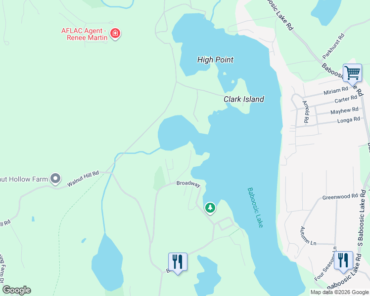 map of restaurants, bars, coffee shops, grocery stores, and more near 28 Clark Avenue in Amherst