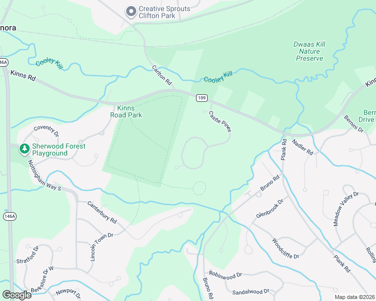 map of restaurants, bars, coffee shops, grocery stores, and more near 32 Castle Pines in Saratoga County