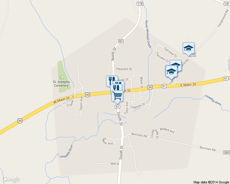 map of restaurants, bars, coffee shops, grocery stores, and more near in Herkimer County