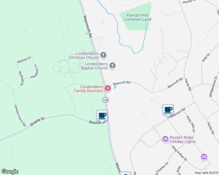 map of restaurants, bars, coffee shops, grocery stores, and more near 359 Mammoth Road in Londonderry
