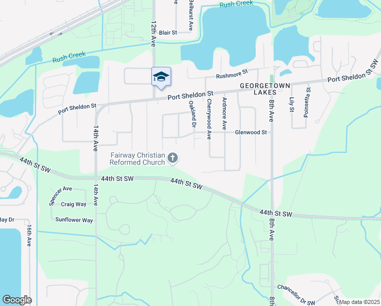 map of restaurants, bars, coffee shops, grocery stores, and more near 6394 Oakland Drive in Ottawa County
