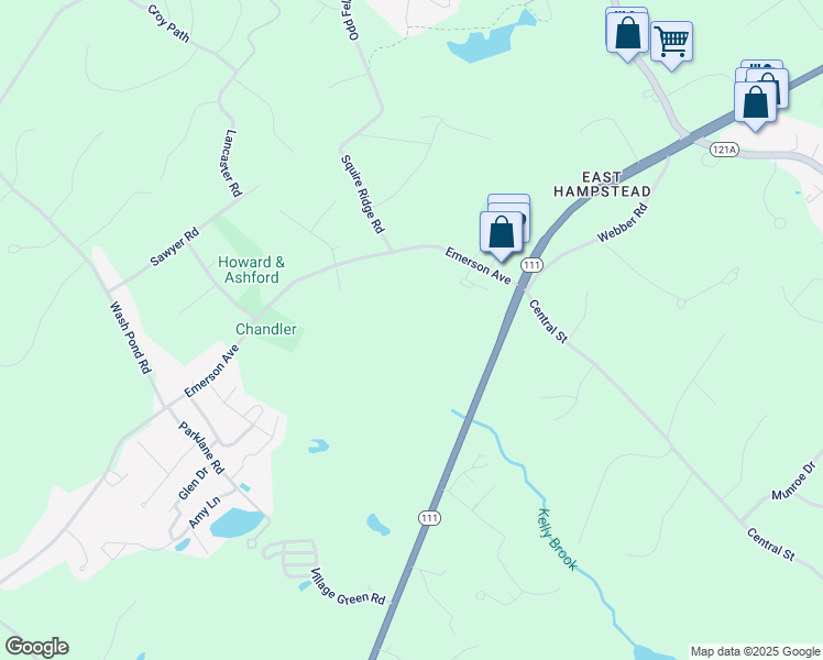 map of restaurants, bars, coffee shops, grocery stores, and more near 664 New Hampshire 111 in Hampstead