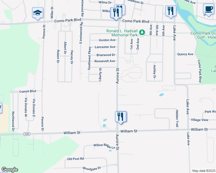 map of restaurants, bars, coffee shops, grocery stores, and more near 44 Liberty Avenue in Lancaster