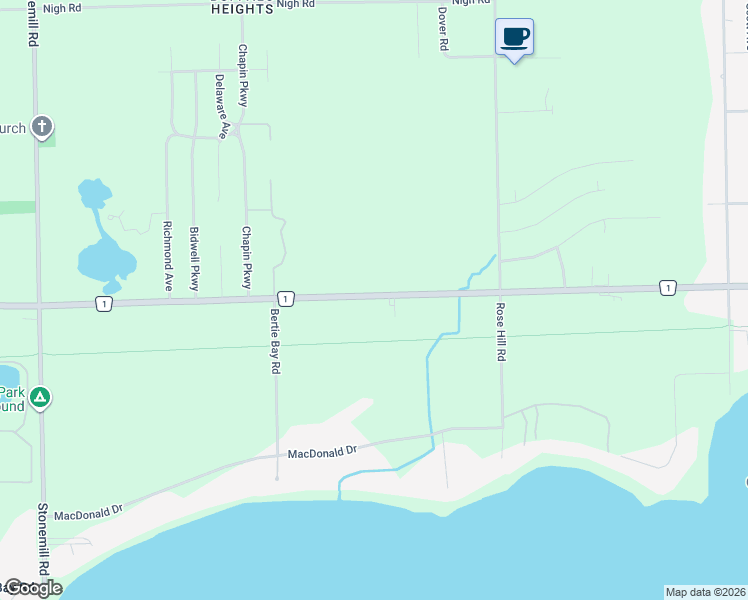 map of restaurants, bars, coffee shops, grocery stores, and more near 1881 Dominion Road in Fort Erie
