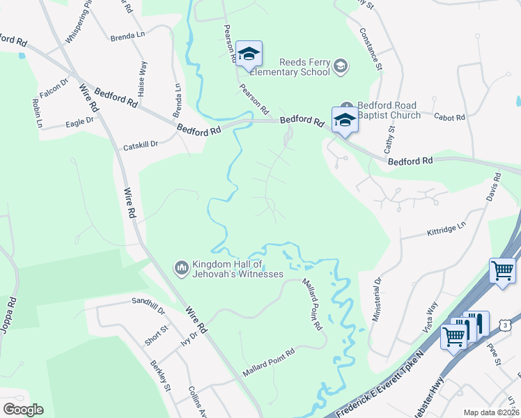 map of restaurants, bars, coffee shops, grocery stores, and more near 4 Barlow Lane in Merrimack