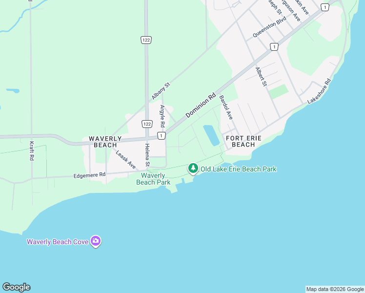 map of restaurants, bars, coffee shops, grocery stores, and more near Seneca Drive in Fort Erie