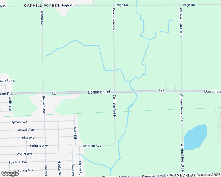map of restaurants, bars, coffee shops, grocery stores, and more near 2808 Dominion Road in Fort Erie