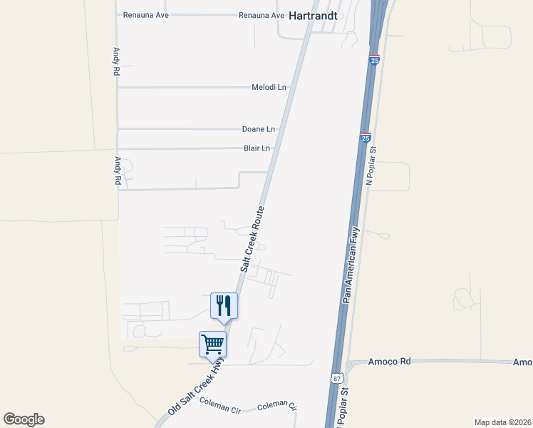 map of restaurants, bars, coffee shops, grocery stores, and more near 2715-2899 Old Salt Creek Highway in Casper