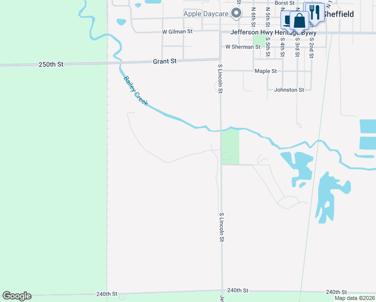 map of restaurants, bars, coffee shops, grocery stores, and more near 404 Brickyard Road in Sheffield