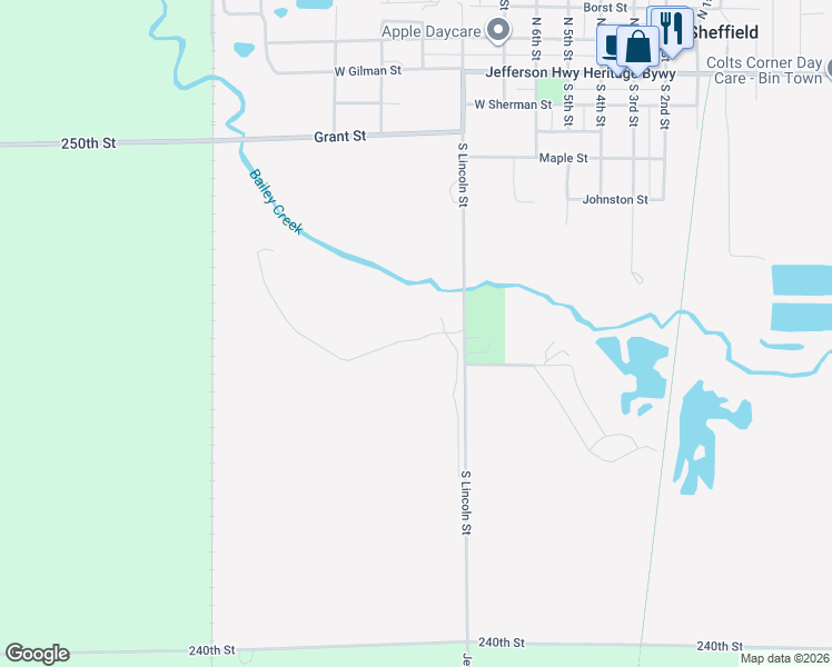 map of restaurants, bars, coffee shops, grocery stores, and more near 208 Brickyard Court in Sheffield