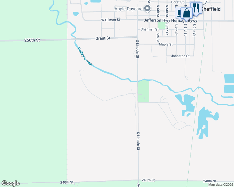 map of restaurants, bars, coffee shops, grocery stores, and more near 404 Brickyard Road in Sheffield