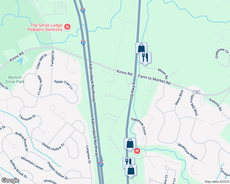 map of restaurants, bars, coffee shops, grocery stores, and more near 1606 South Parkwood Drive in Saratoga County