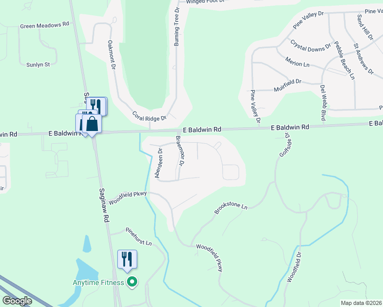 map of restaurants, bars, coffee shops, grocery stores, and more near 6016 Green Bank Drive in Grand Blanc