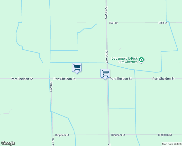 map of restaurants, bars, coffee shops, grocery stores, and more near 7337 Port Sheldon Street in Hudsonville