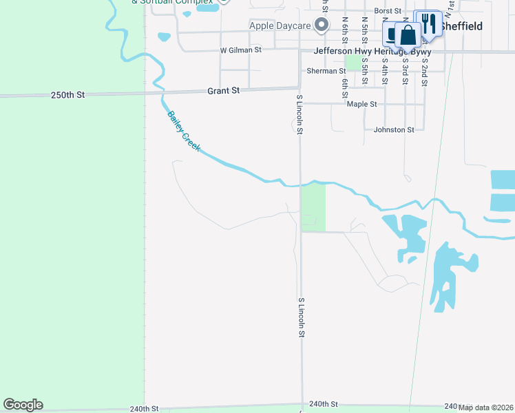 map of restaurants, bars, coffee shops, grocery stores, and more near 404 Brickyard Road in Sheffield
