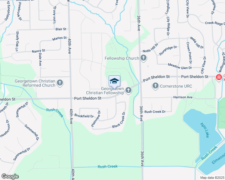 map of restaurants, bars, coffee shops, grocery stores, and more near 3811 Port Sheldon Street in Hudsonville