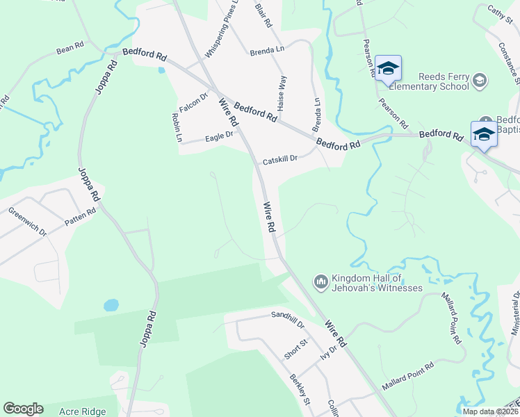 map of restaurants, bars, coffee shops, grocery stores, and more near 80 Wire Road in Merrimack