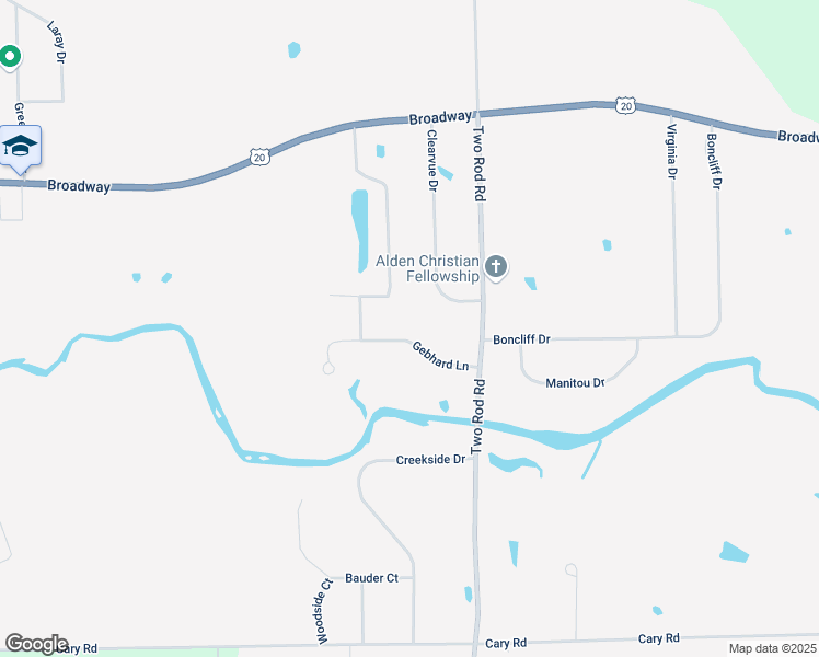 map of restaurants, bars, coffee shops, grocery stores, and more near 11588 Gebhard Lane in Alden