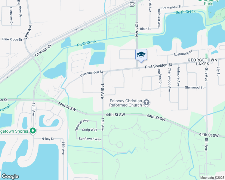 map of restaurants, bars, coffee shops, grocery stores, and more near 1340 Jeffery Street in Hudsonville