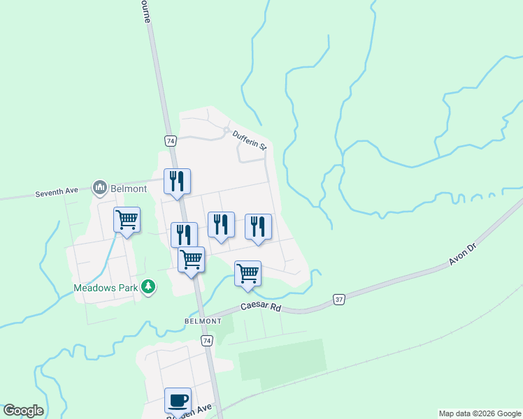 map of restaurants, bars, coffee shops, grocery stores, and more near 236 Church Street in Belmont