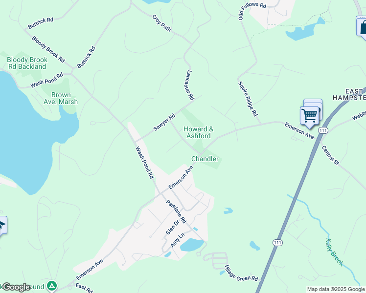 map of restaurants, bars, coffee shops, grocery stores, and more near 6 Randall Lane in Hampstead