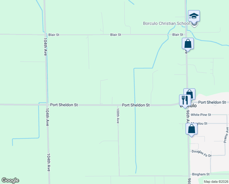 map of restaurants, bars, coffee shops, grocery stores, and more near 6456 Kaela Court in Zeeland
