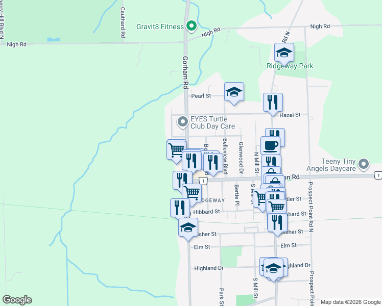 map of restaurants, bars, coffee shops, grocery stores, and more near 440 Regional Road 116 in Fort Erie