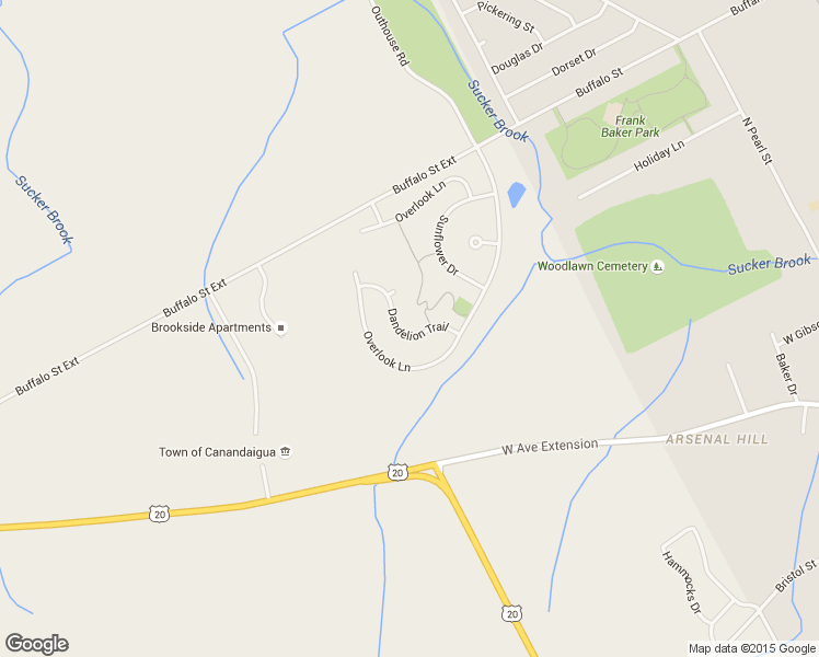 map of restaurants, bars, coffee shops, grocery stores, and more near 3321 Dandelion Trail in Canandaigua