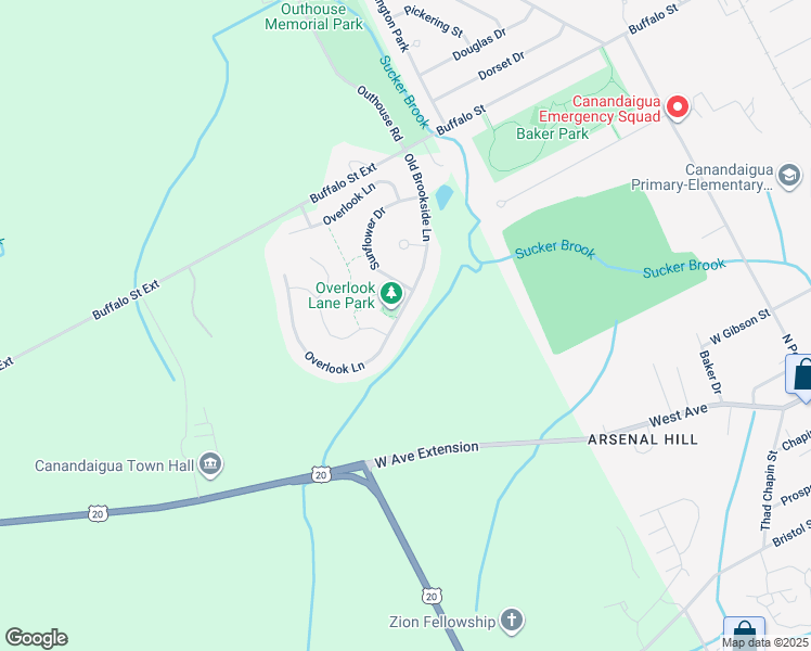 map of restaurants, bars, coffee shops, grocery stores, and more near 5228 Overlook Lane in Canandaigua