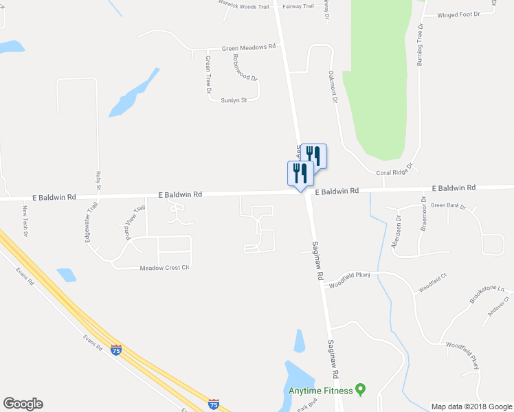 map of restaurants, bars, coffee shops, grocery stores, and more near 11205 Baldwin Circle in Holly