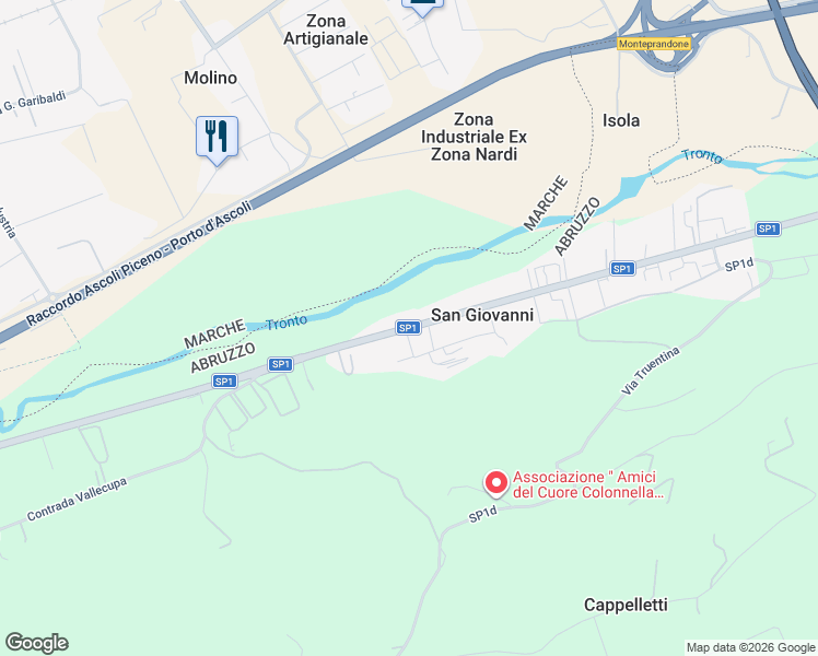 map of restaurants, bars, coffee shops, grocery stores, and more near 42 Contrada San Giovanni di Colonnella in San Giovanni