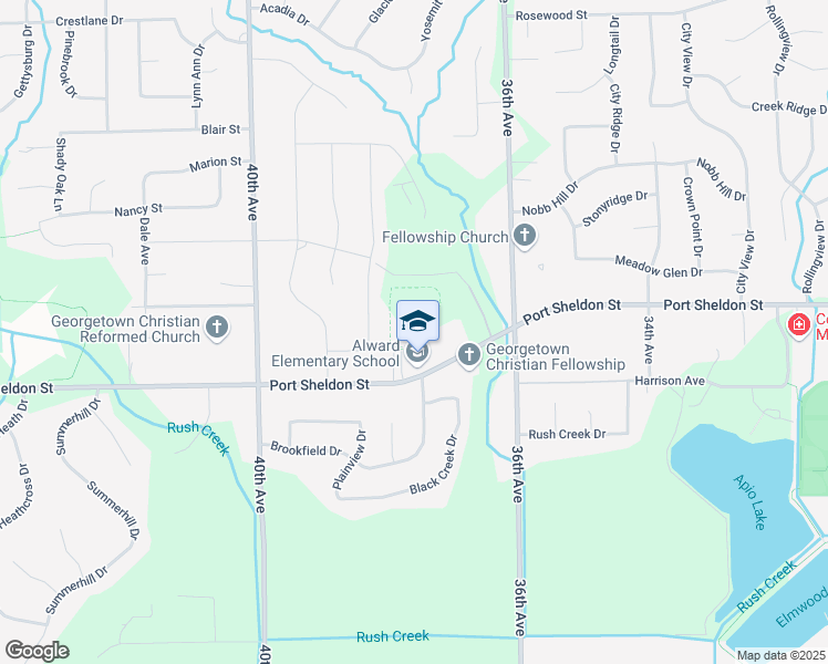 map of restaurants, bars, coffee shops, grocery stores, and more near 3811 Port Sheldon Street in Hudsonville