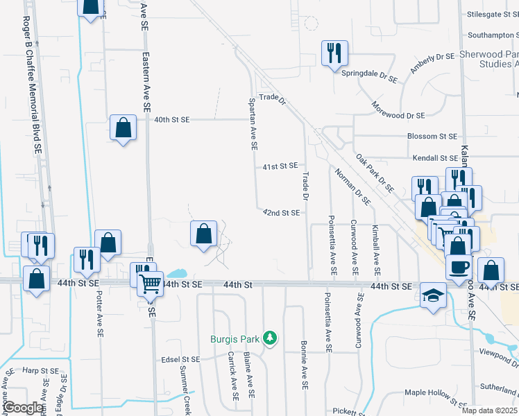 map of restaurants, bars, coffee shops, grocery stores, and more near in Grand Rapids