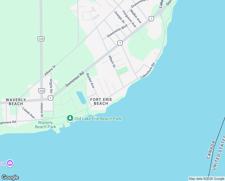 map of restaurants, bars, coffee shops, grocery stores, and more near in Fort Erie