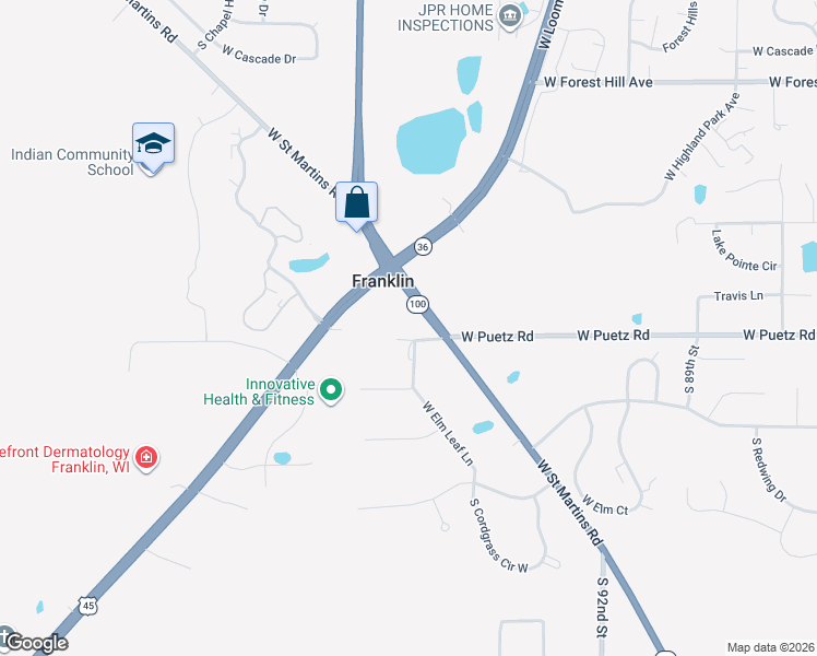 map of restaurants, bars, coffee shops, grocery stores, and more near in Franklin