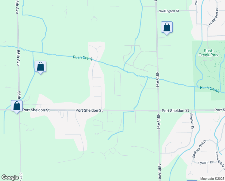 map of restaurants, bars, coffee shops, grocery stores, and more near 6541 Moss Lake Drive in Hudsonville