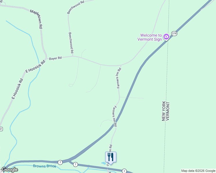 map of restaurants, bars, coffee shops, grocery stores, and more near 125 Farmers Inn Road in Hoosick Falls