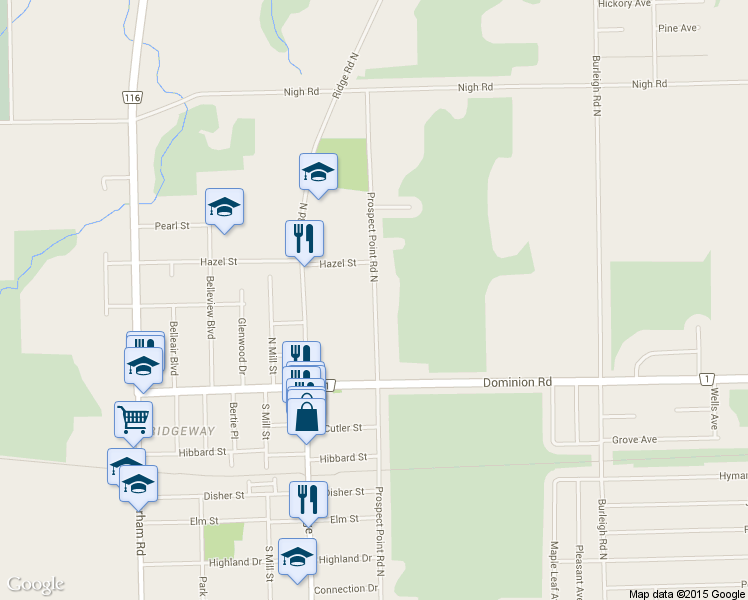 map of restaurants, bars, coffee shops, grocery stores, and more near 508 Prospect Point Road North in Fort Erie