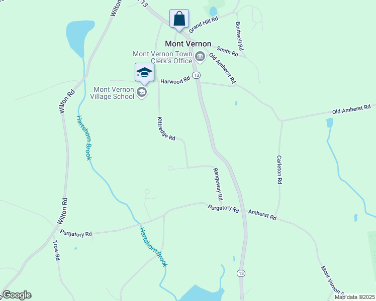 map of restaurants, bars, coffee shops, grocery stores, and more near 18 Kittredge Road in Mont Vernon