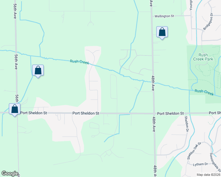 map of restaurants, bars, coffee shops, grocery stores, and more near 6541 Moss Lake Drive in Hudsonville
