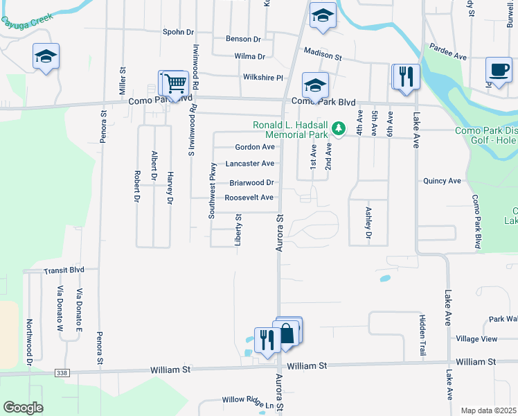 map of restaurants, bars, coffee shops, grocery stores, and more near 21 Doris Ave in Lancaster