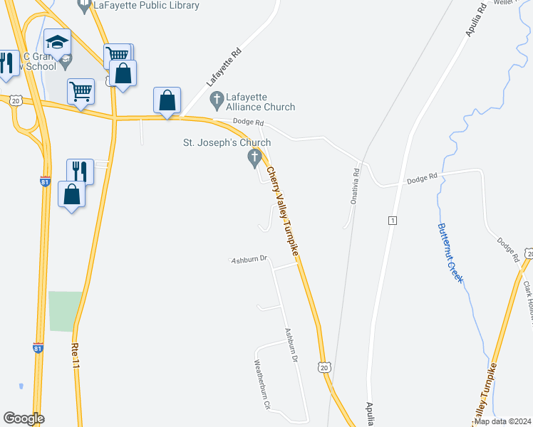 map of restaurants, bars, coffee shops, grocery stores, and more near 6162 U.S. 20 in LaFayette