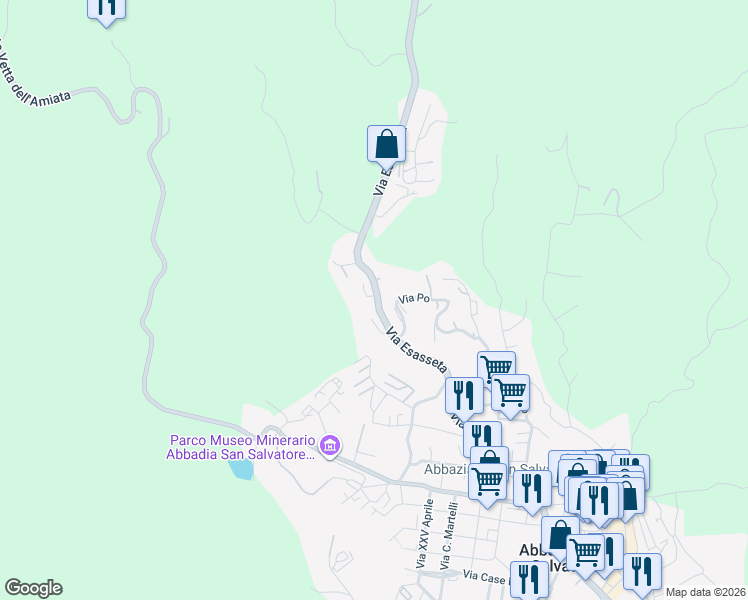 map of restaurants, bars, coffee shops, grocery stores, and more near 11 Via Esasseta in Abbadia San Salvatore